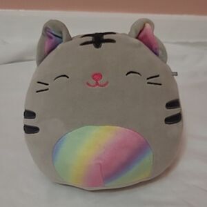 Plush Cat Toy with Rainbow Belly